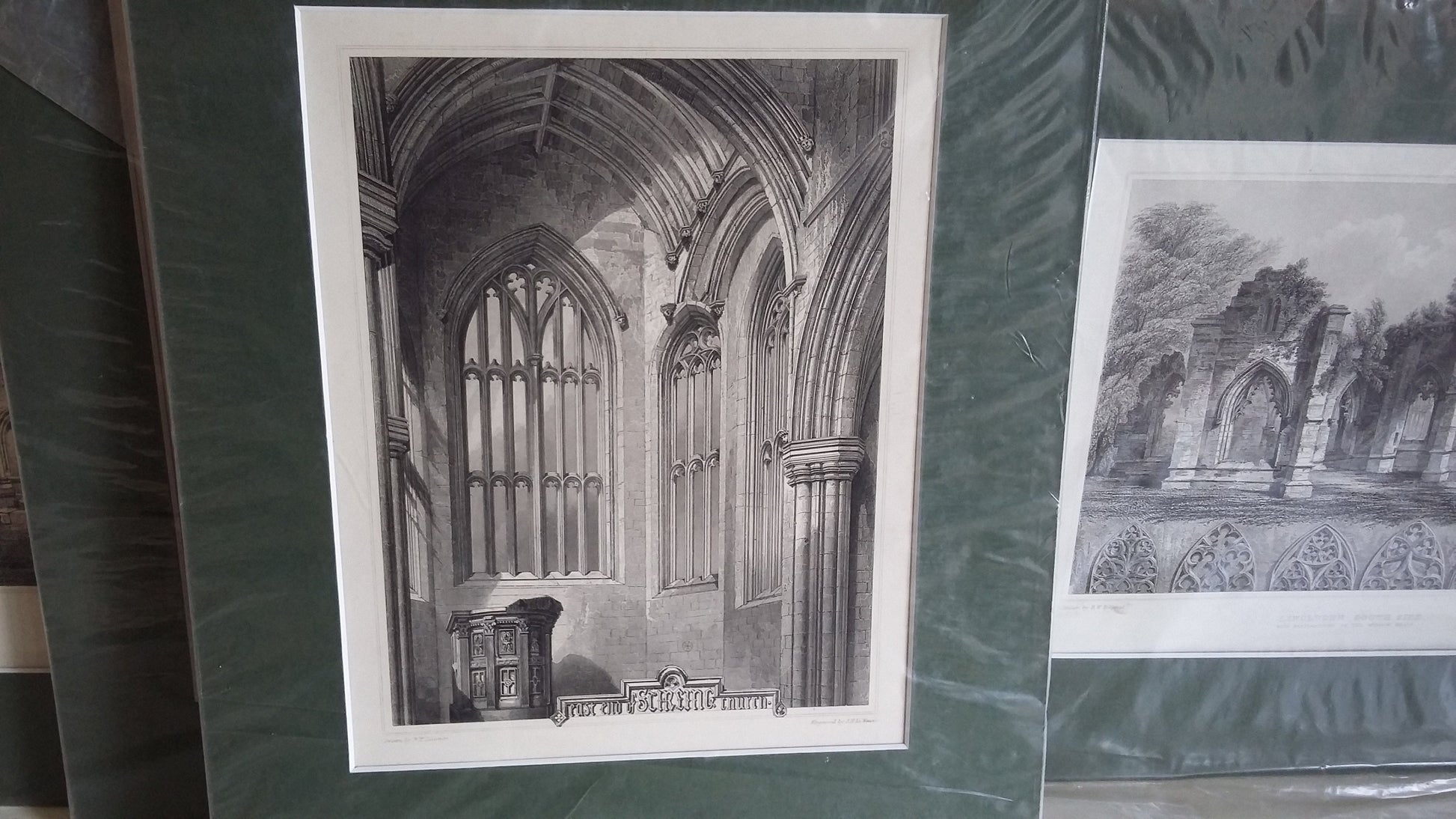 Large Genuine Vintage Mounted Engraved Prints Architecture Castle Chapel Church Cathedral Places of Interest Scotland