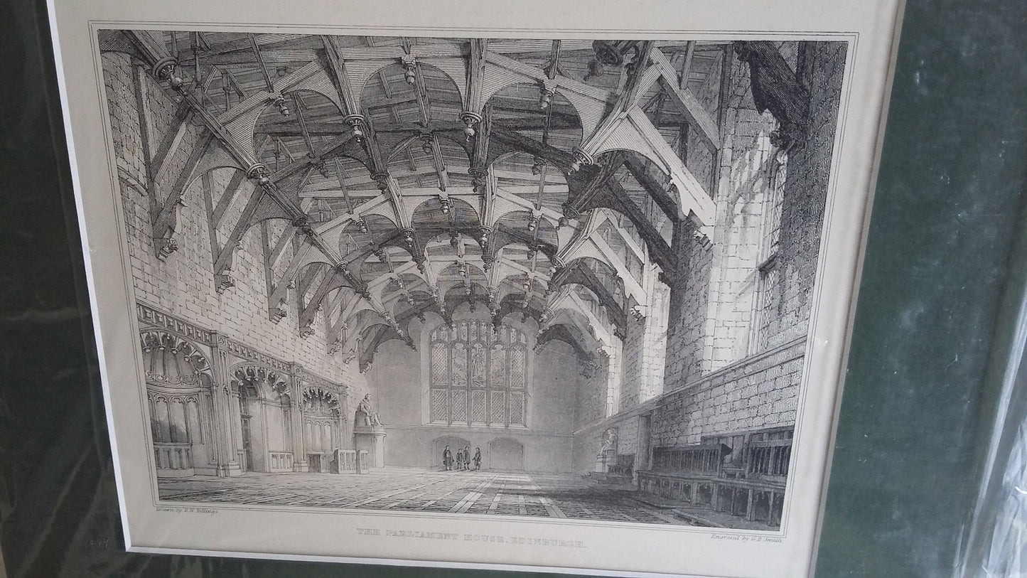 Large Genuine Vintage Mounted Engraved Prints Architecture Castle Chapel Church Cathedral Places of Interest Scotland