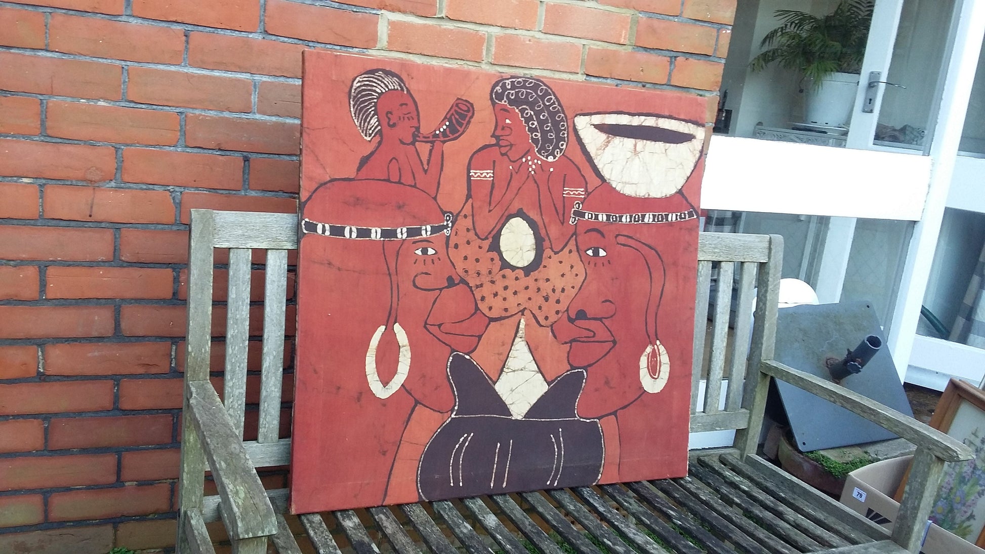 Massive Vintage ethnic Print on Silk in Frame