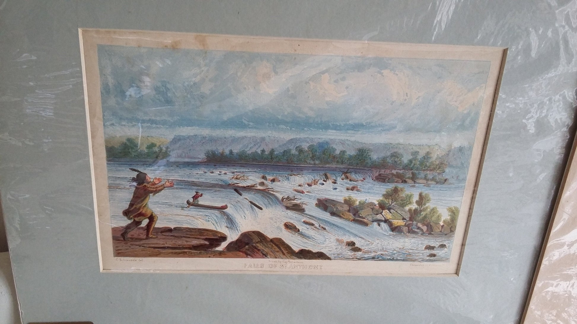 6 Vintage North American Prints Falls Water Bridge Engravings Colour