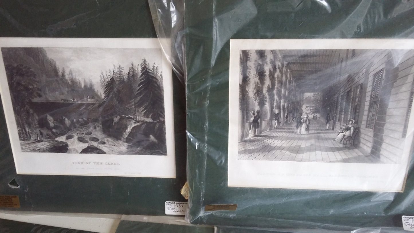12 Vintage North American Prints Architecture Buildings Lake River Water Bridge Engravings Colour incl New York Philadelphia
