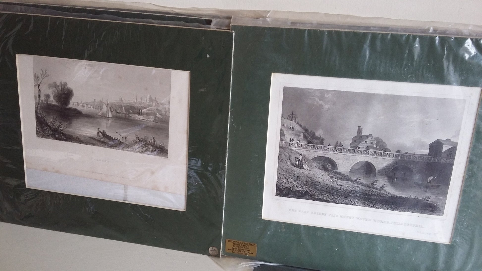 12 Vintage North American Prints Architecture Buildings Lake River Water Bridge Engravings Colour incl New York Philadelphia