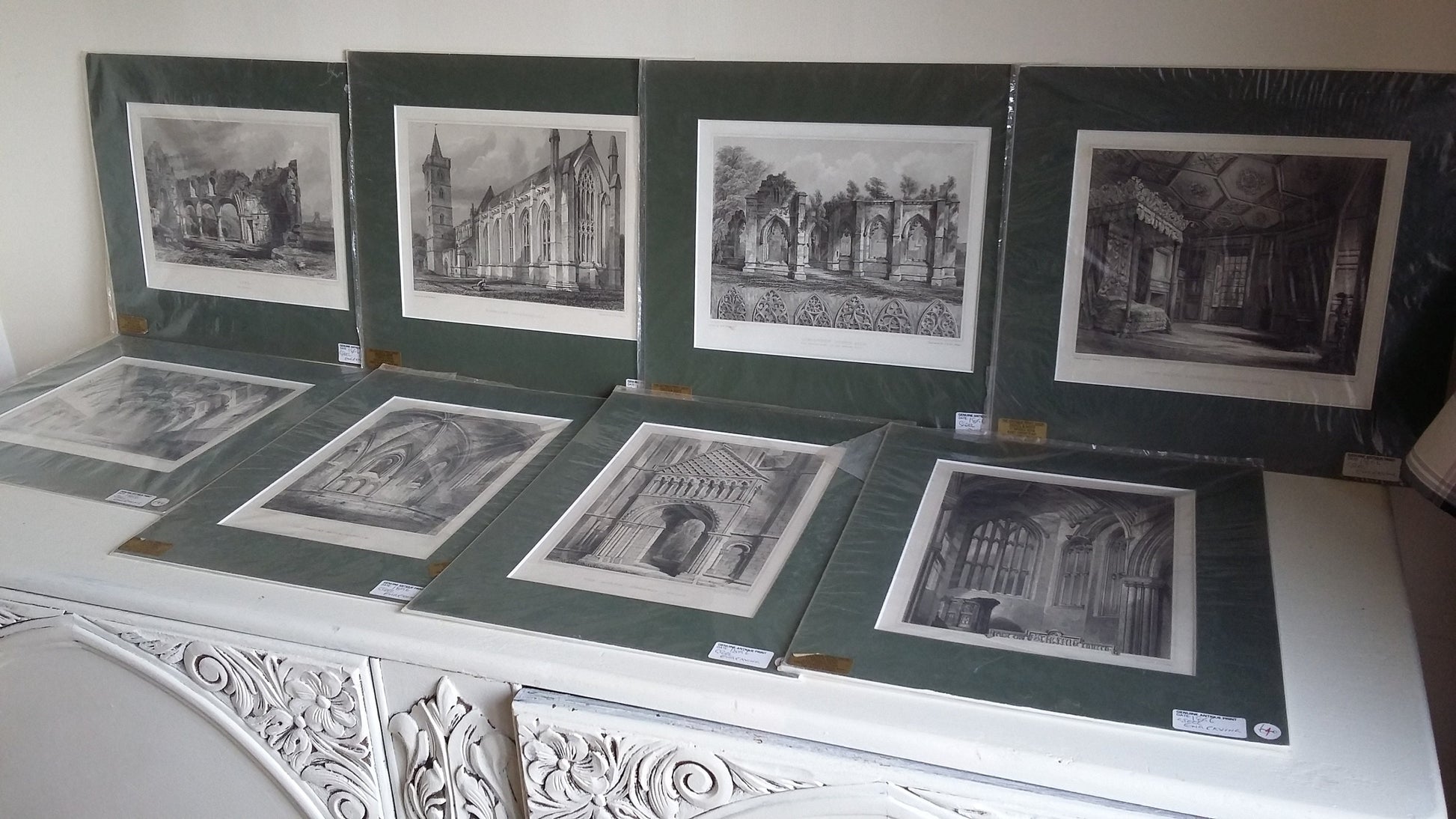 Large Genuine Vintage Mounted Engraved Prints Architecture Castle Chapel Church Cathedral Places of Interest Scotland