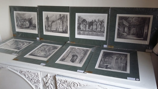 Large Genuine Vintage Mounted Engraved Prints Architecture Castle Chapel Church Cathedral Places of Interest Scotland