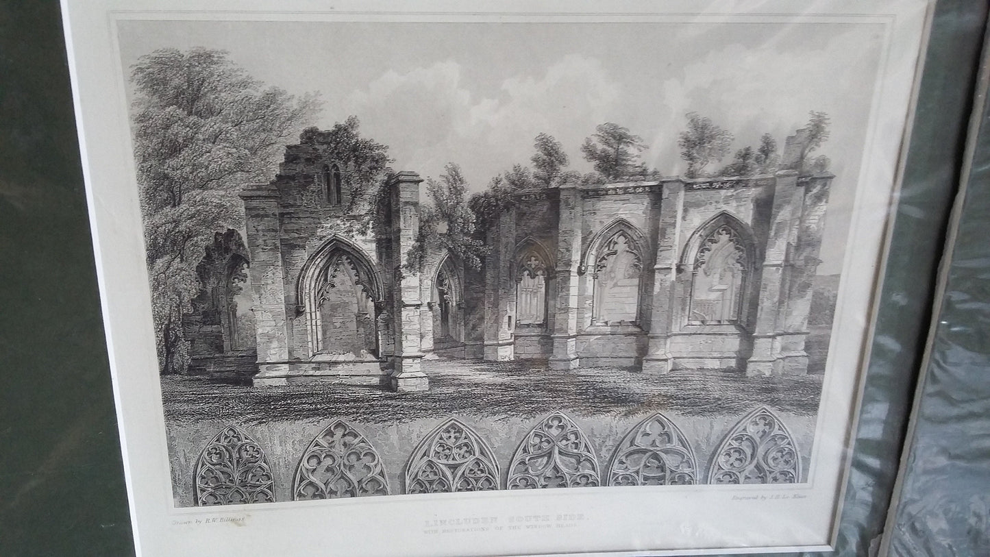 Large Genuine Vintage Mounted Engraved Prints Architecture Castle Chapel Church Cathedral Places of Interest Scotland