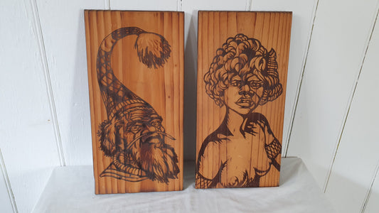 Vintage Australia Australian Aboriginal Art Plaques on Pine Sand Blasted
