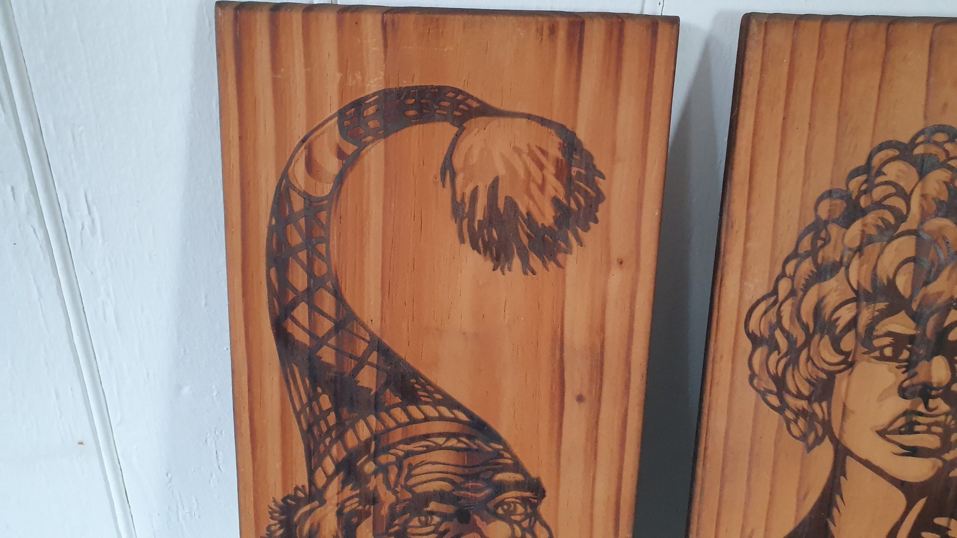 Vintage Australia Australian Aboriginal Art Plaques on Pine Sand Blasted
