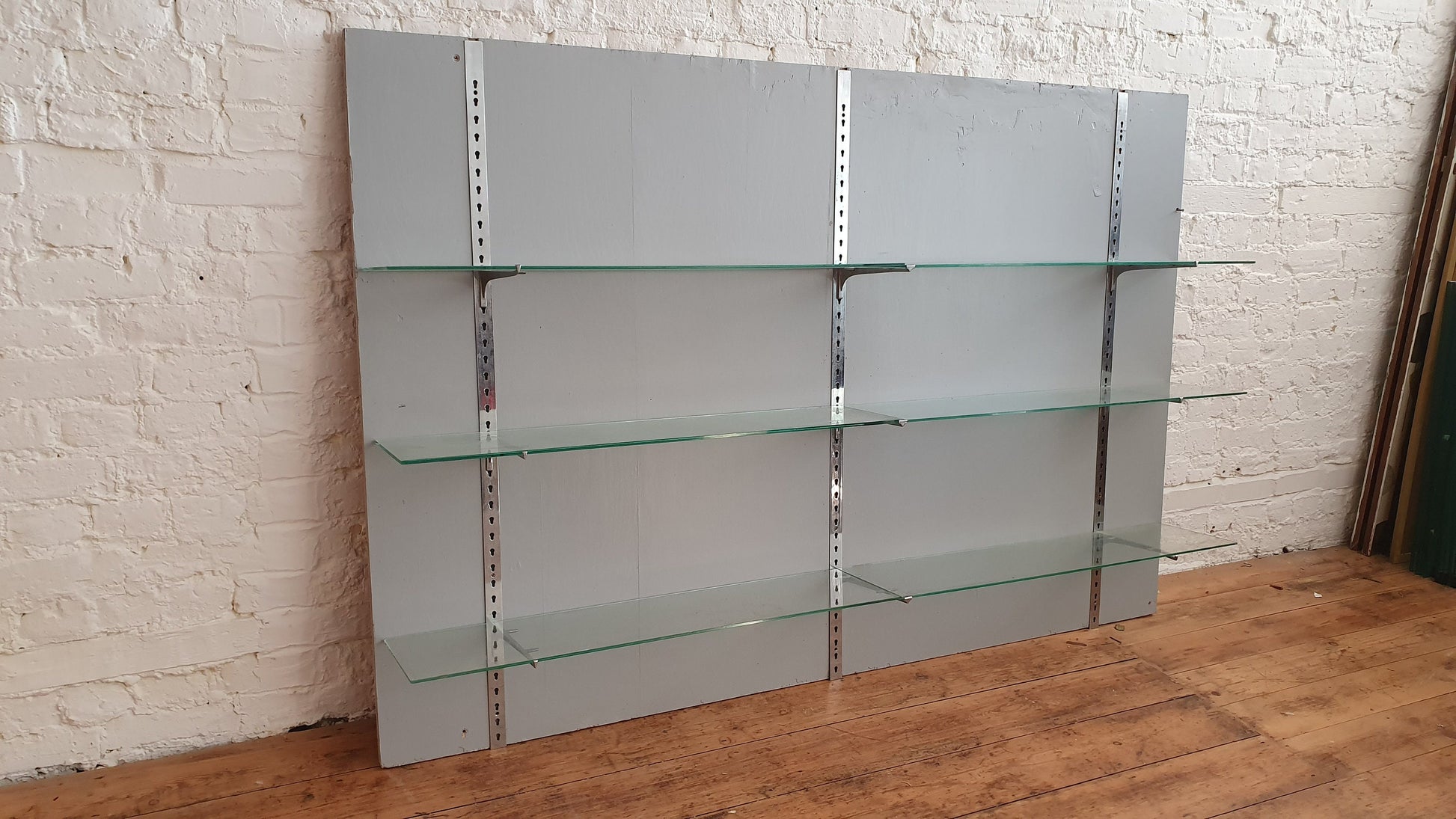 Massive Retro Painted Vintage Shabby Chic Glass Shelf Shelves Display Kitchen Bathroom Shop Display