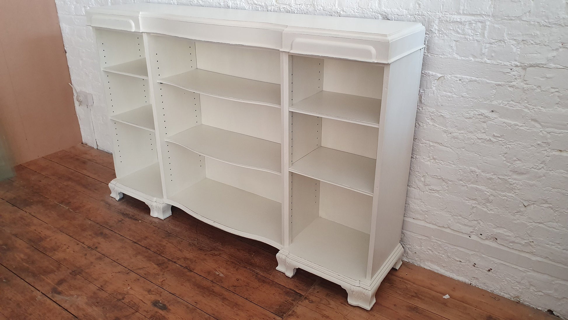 Massive Vintage Mahogany Bookcase Shelves Shop Display From Harrods Adjustable Shelves Hand Painted in Farrow and Ball