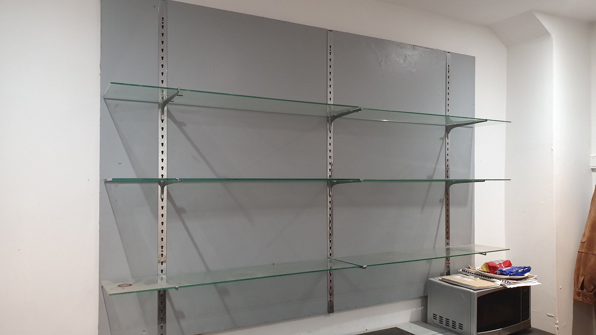 Massive Retro Painted Vintage Shabby Chic Glass Shelf Shelves Display Kitchen Bathroom Shop Display