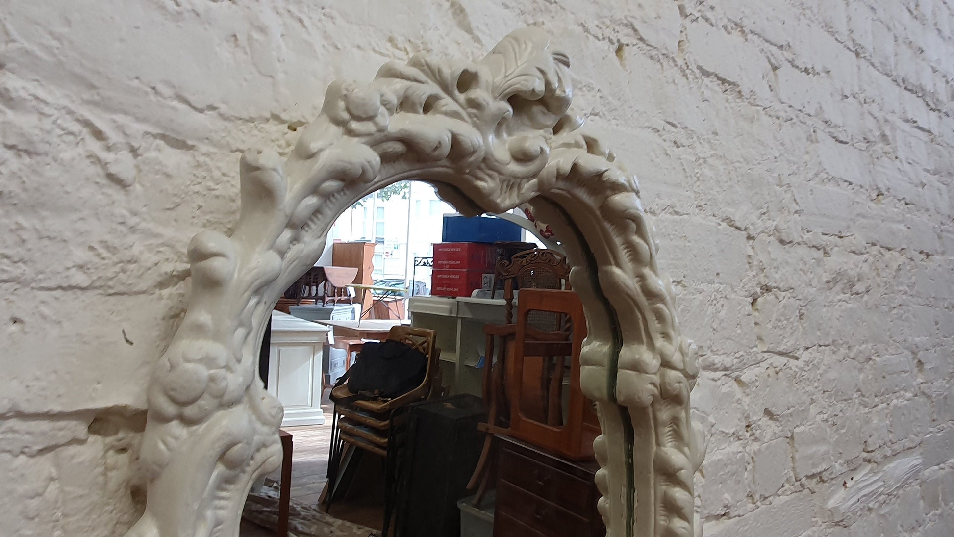 Superb Large Chunky Ornate 60's Plaster Mirror Painted in Farrow and Ball Mirror