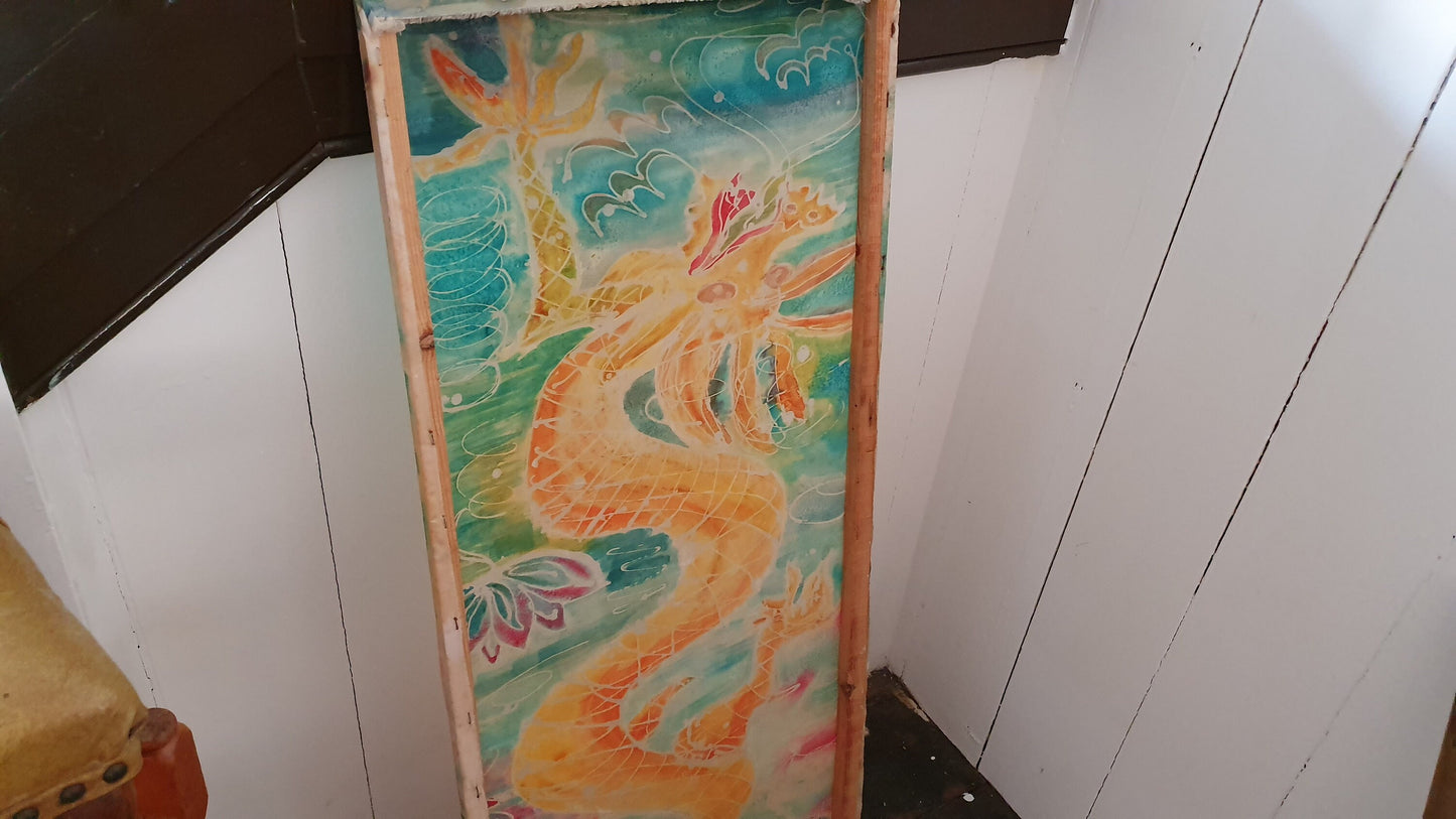 Vintage Print on Silk Dragon