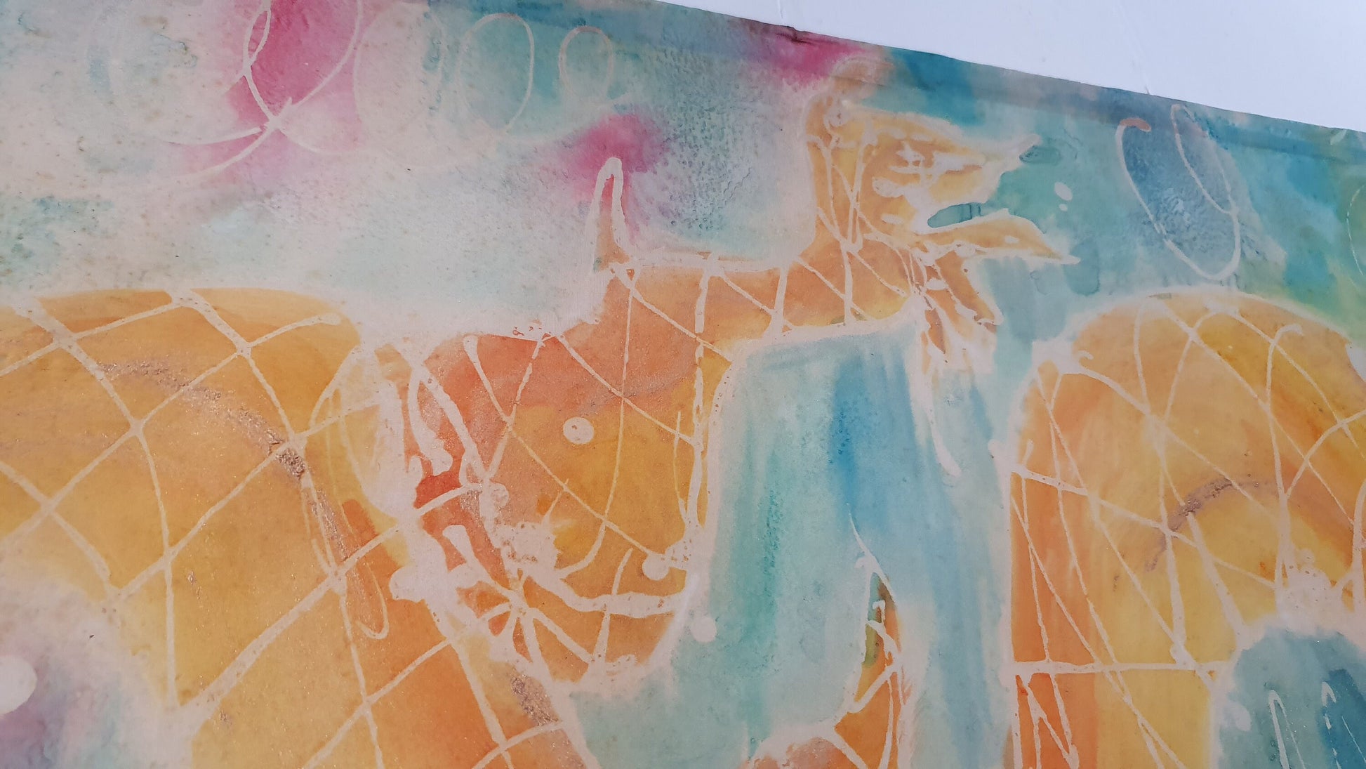 Vintage Print on Silk Dragon