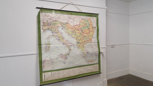 Massive 5 ft x 5 ft Map Roll Up South Eastern Europe Italy Bulgaria Romania Yugoslavia Albania Greece Croatia