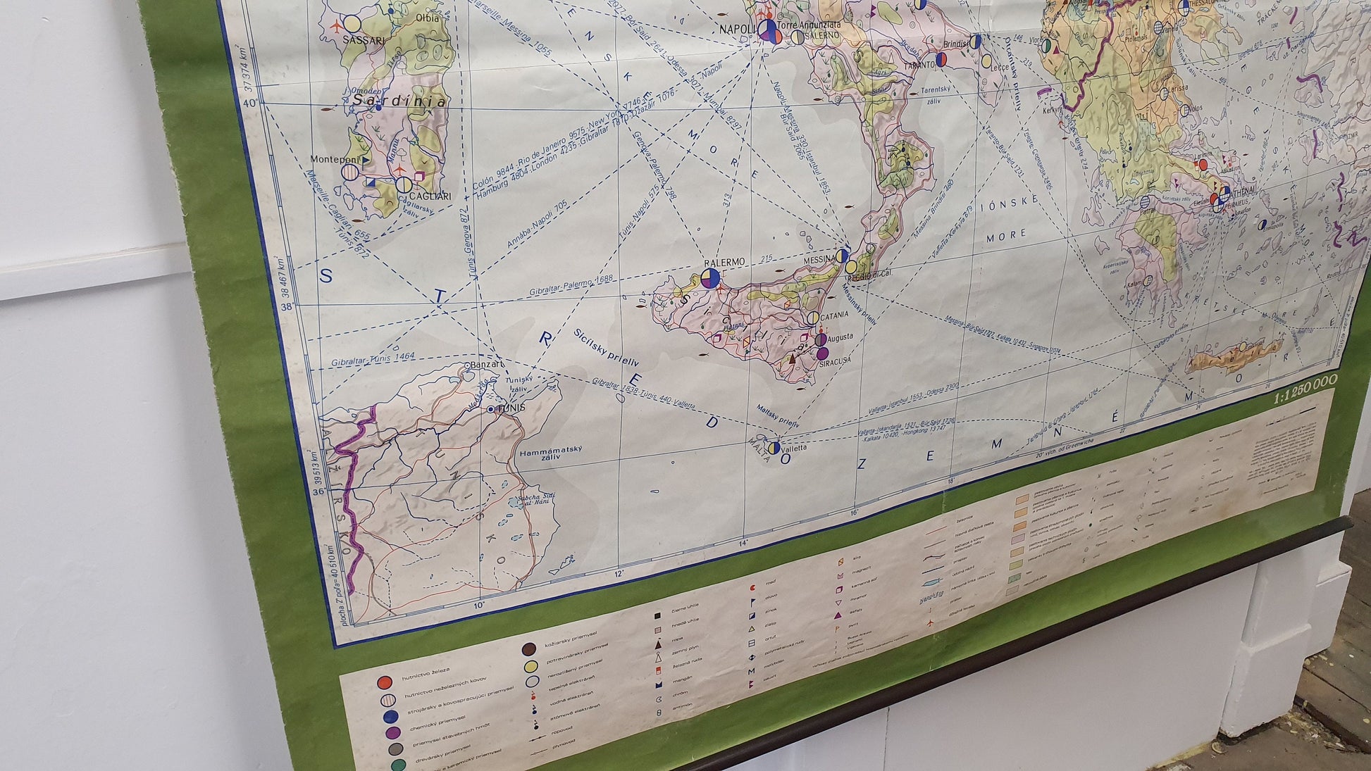 Massive 5 ft x 5 ft Map Roll Up South Eastern Europe Italy Bulgaria Romania Yugoslavia Albania Greece Croatia