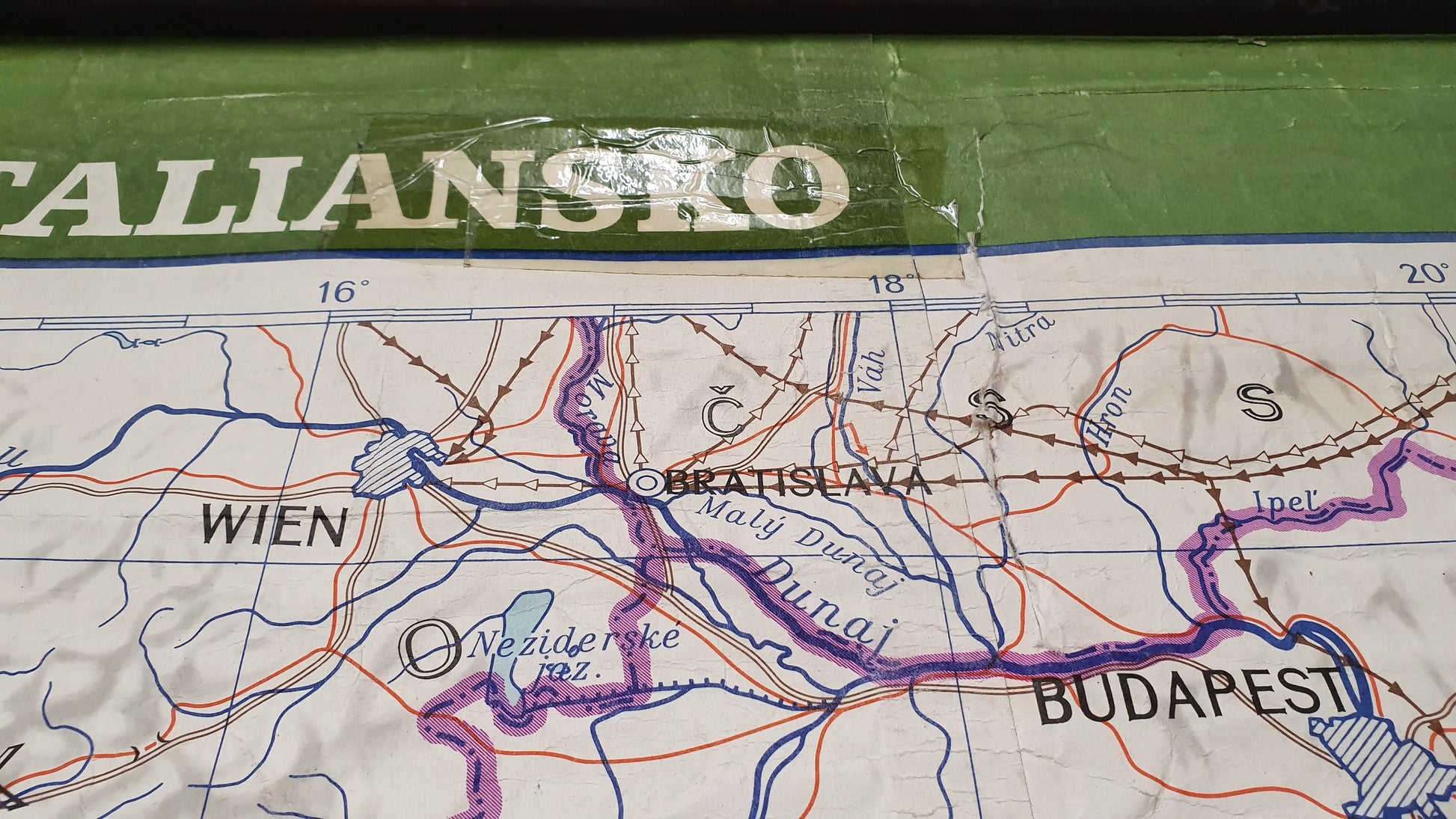Massive 5 ft x 5 ft Map Roll Up South Eastern Europe Italy Bulgaria Romania Yugoslavia Albania Greece Croatia