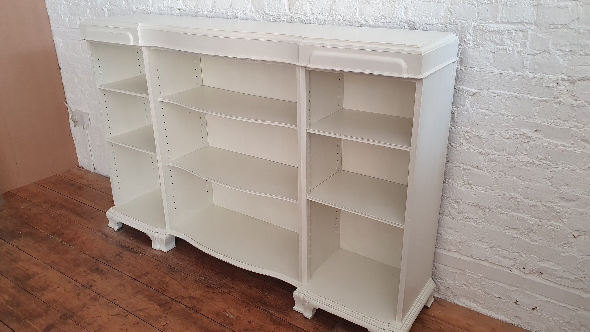 Massive Vintage Mahogany Bookcase Shelves Shop Display From Harrods Adjustable Shelves Hand Painted in Farrow and Ball