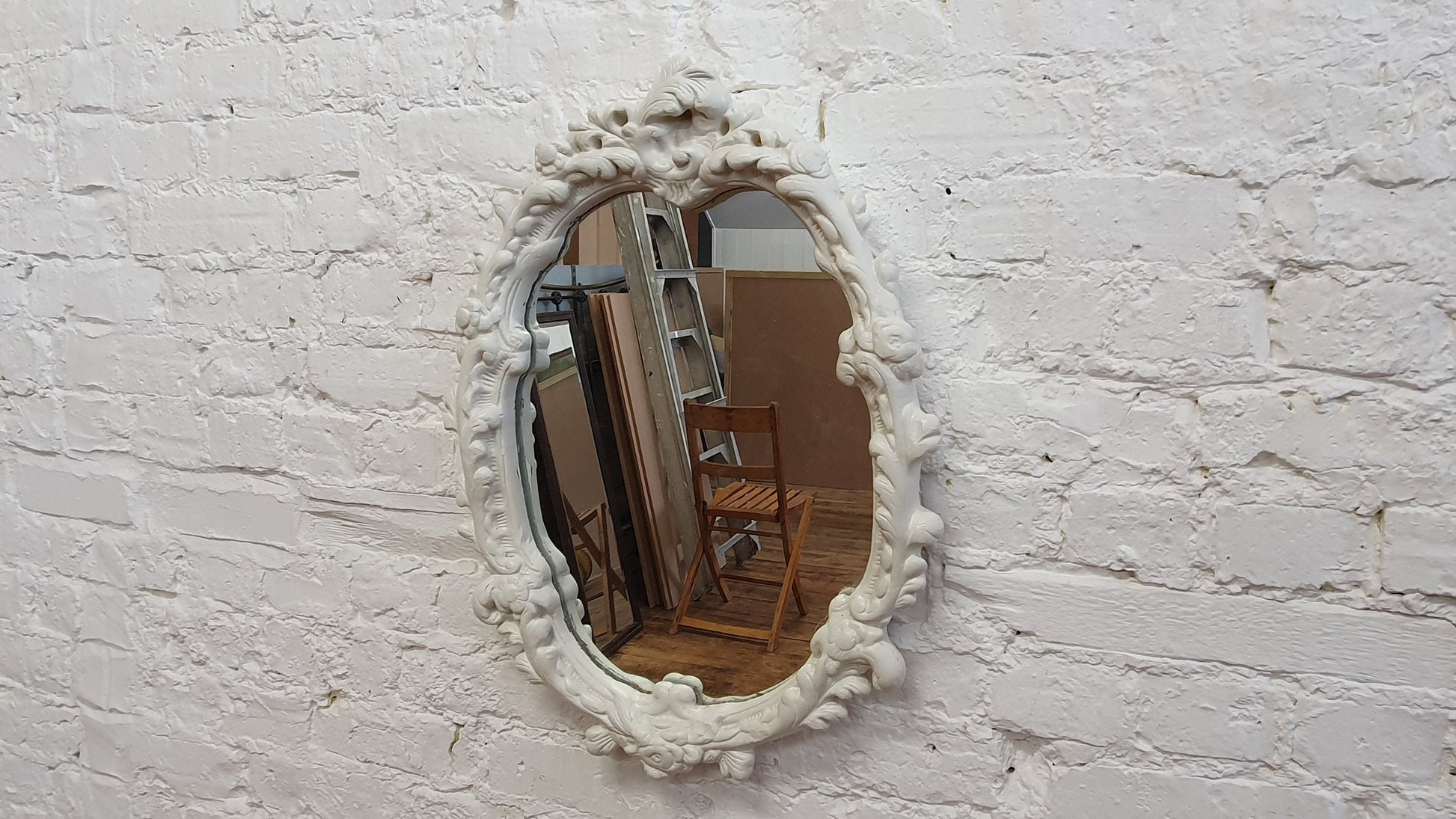 Superb Large Chunky Ornate 60's Plaster Mirror Painted in Farrow and Ball Mirror