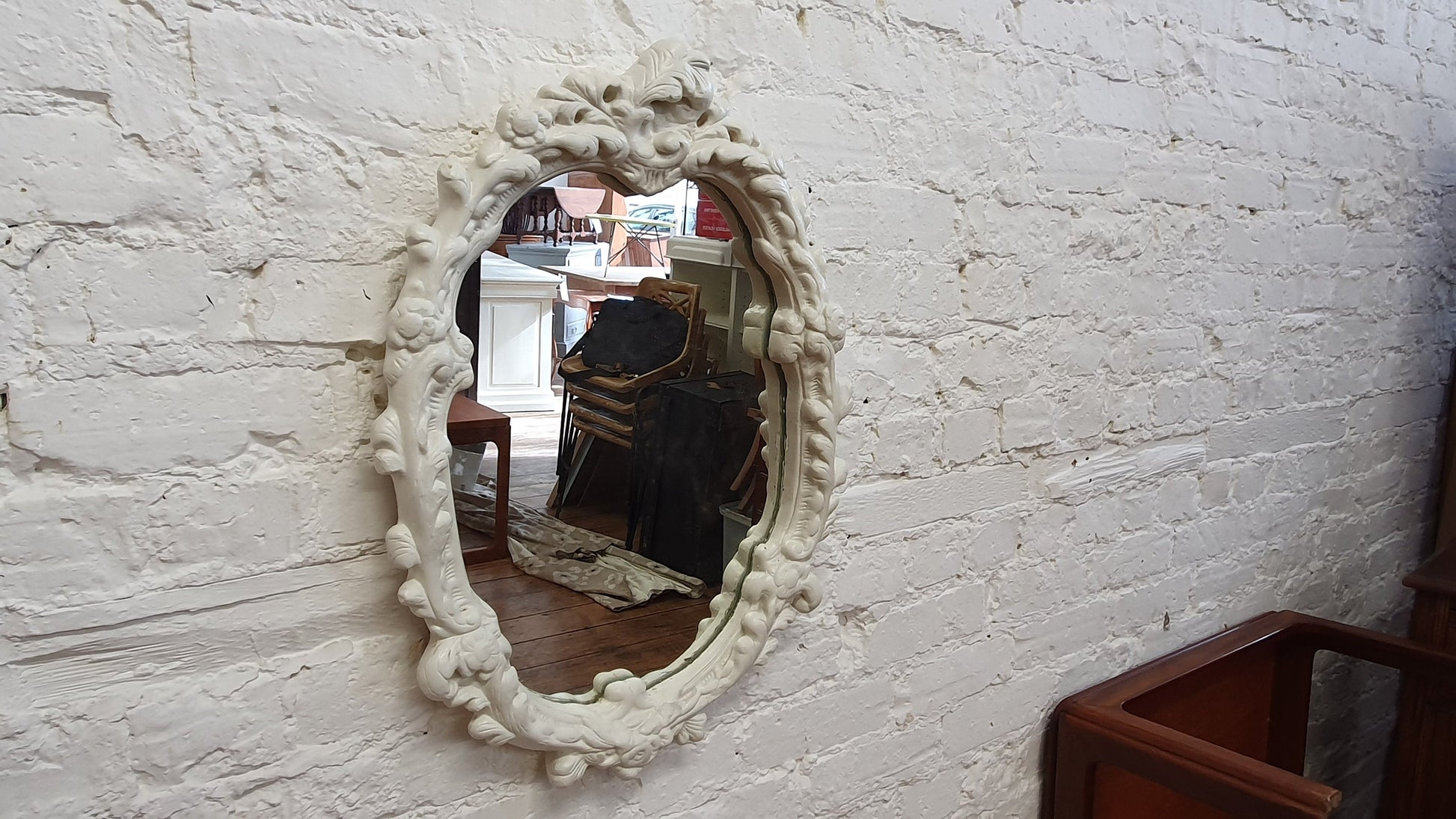 Superb Large Chunky Ornate 60's Plaster Mirror Painted in Farrow and Ball Mirror
