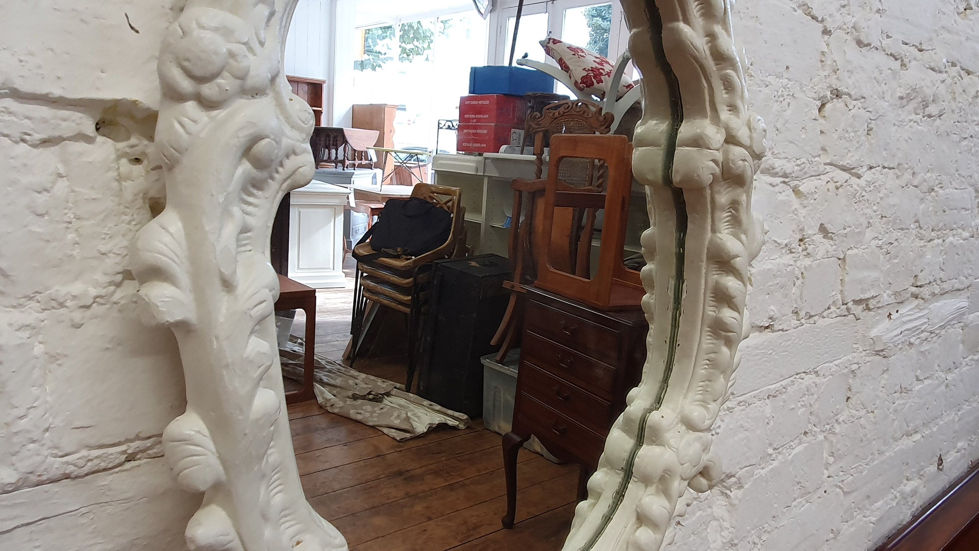Superb Large Chunky Ornate 60's Plaster Mirror Painted in Farrow and Ball Mirror