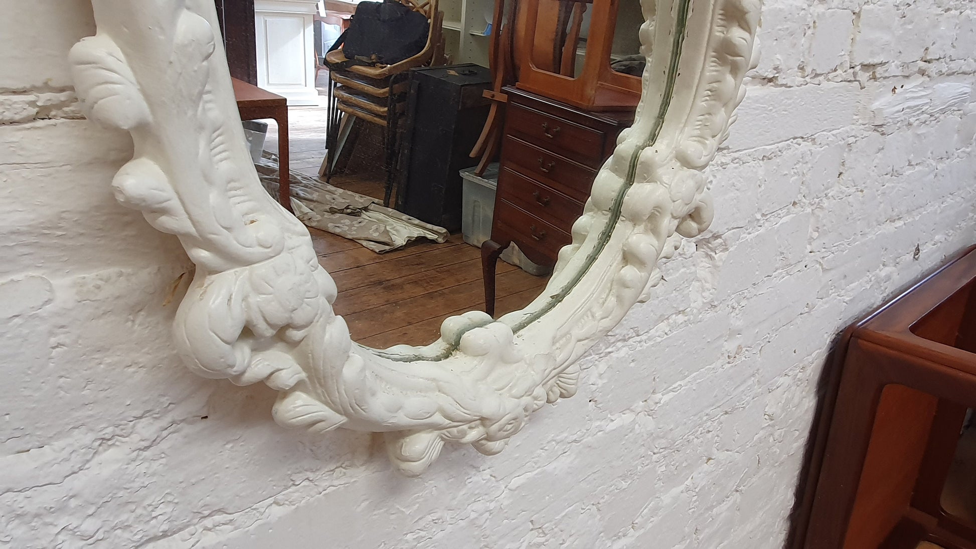 Superb Large Chunky Ornate 60's Plaster Mirror Painted in Farrow and Ball Mirror