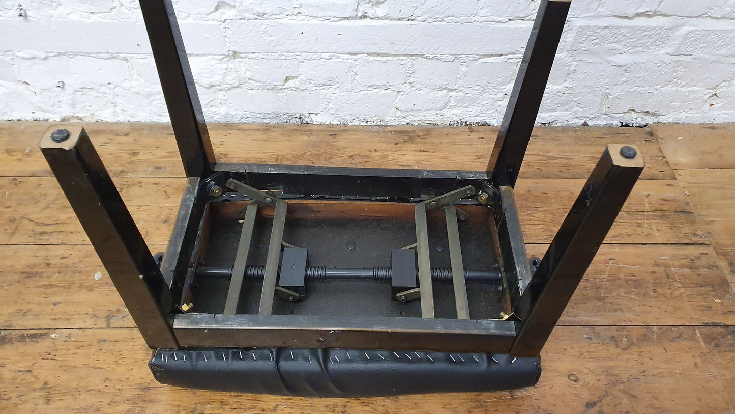 Vintage Black Upholstered Piano Stool Adjustable