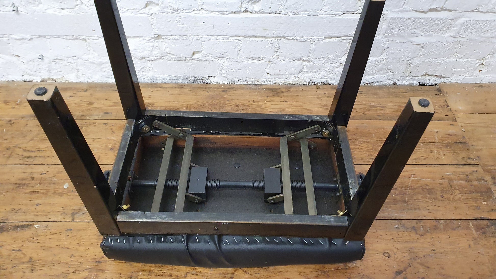 Vintage Black Upholstered Piano Stool Adjustable