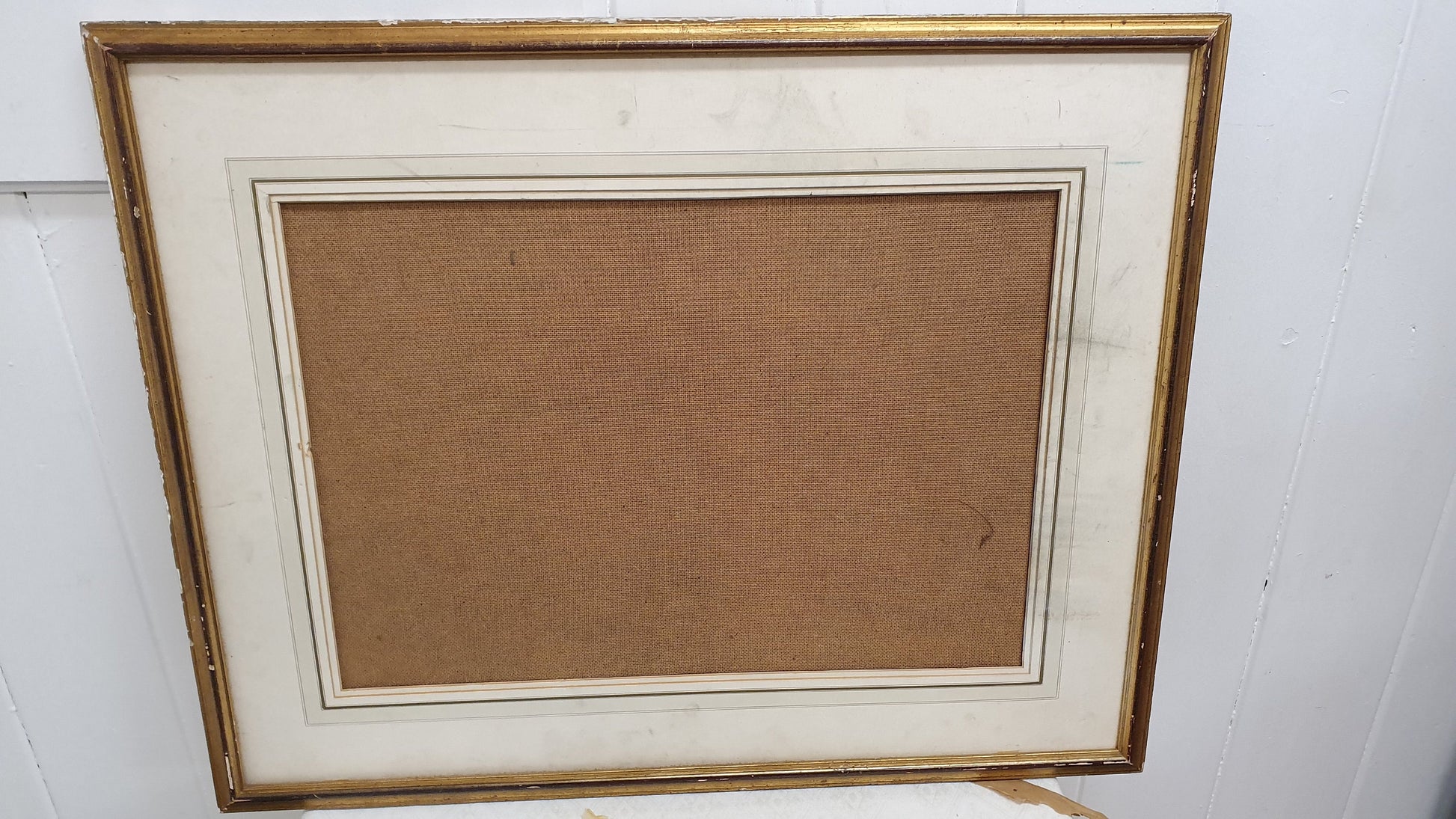 Large Vintage Original Oil Pastel Painting Landscape with Trees in Wooden Frame