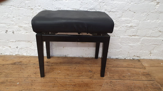 Vintage Black Upholstered Piano Stool Adjustable