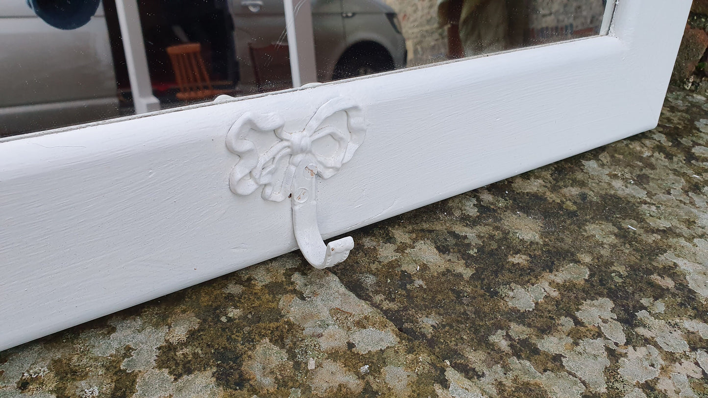 Painted Wall Mirror in Farrow and Ball Wimborne White With Metal Ribbon Hook