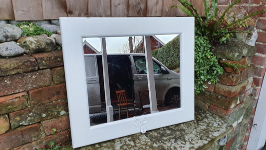 Painted Wall Mirror in Farrow and Ball Wimborne White With Metal Ribbon Hook