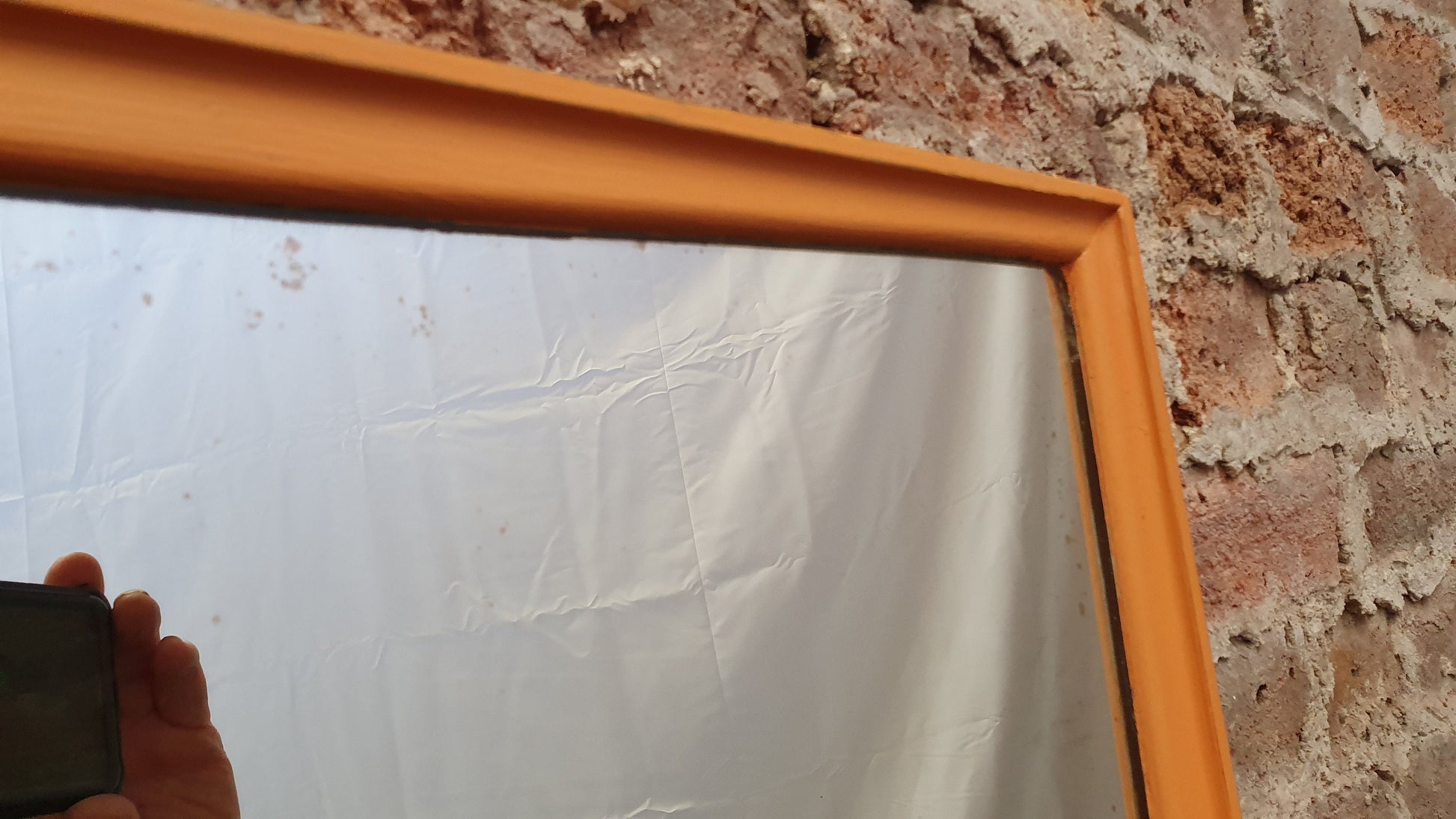 Funky 1960’s Shaped Retro Mirror in Annie Sloan Barcelona Orange Stag