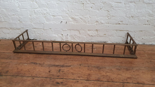 Large Vintage Very Heavy Iron and Brass Fender