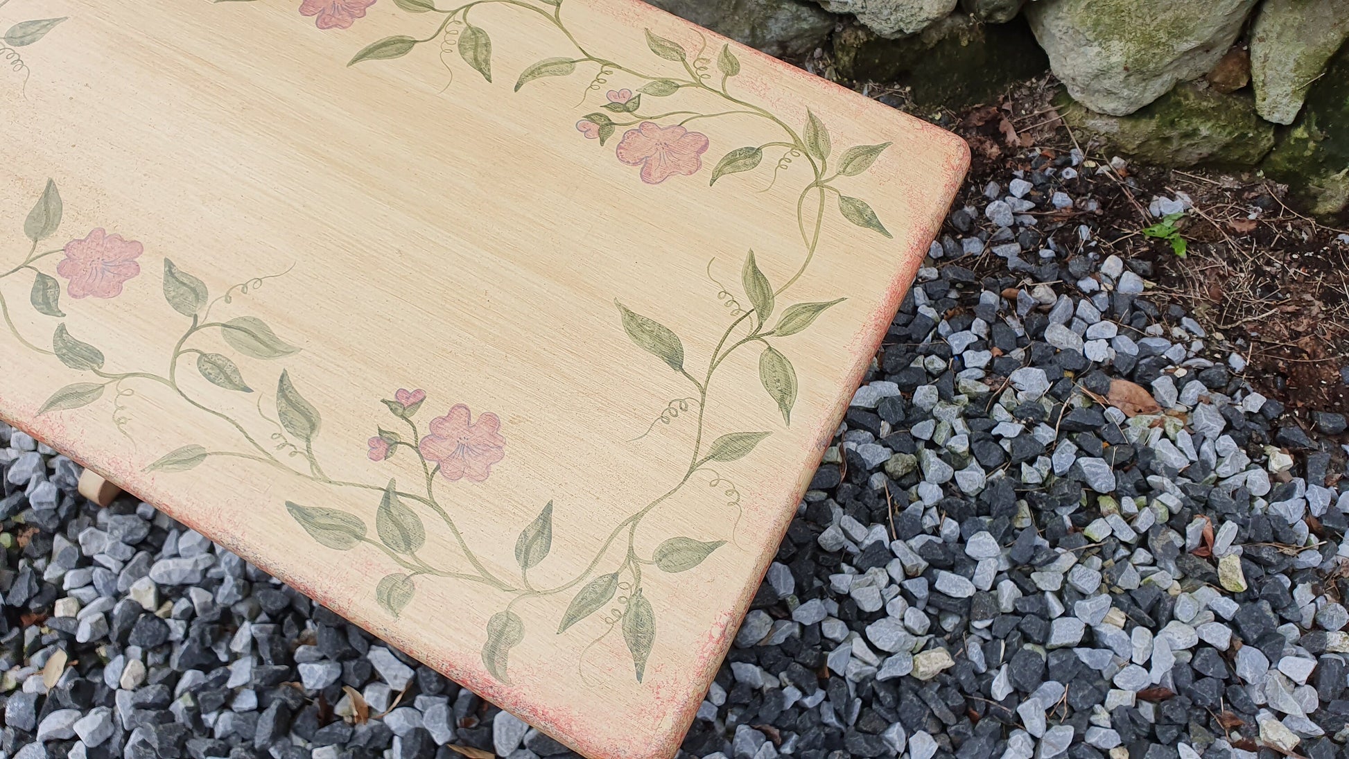 Vintage Retro Painted Table Coffee Side Occasional Bedside Bespoke Decoration Floral Flowers Hand Painted