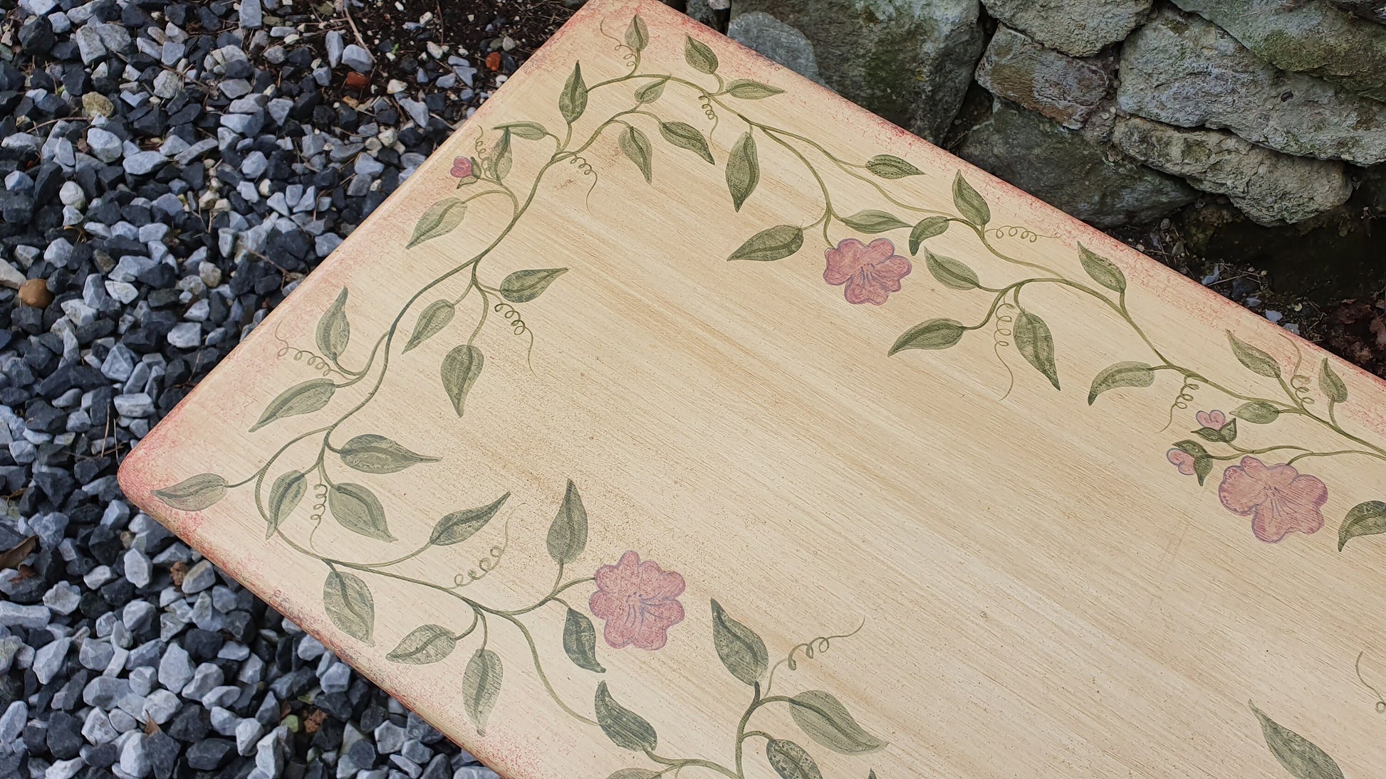 Vintage Retro Painted Table Coffee Side Occasional Bedside Bespoke Decoration Floral Flowers Hand Painted