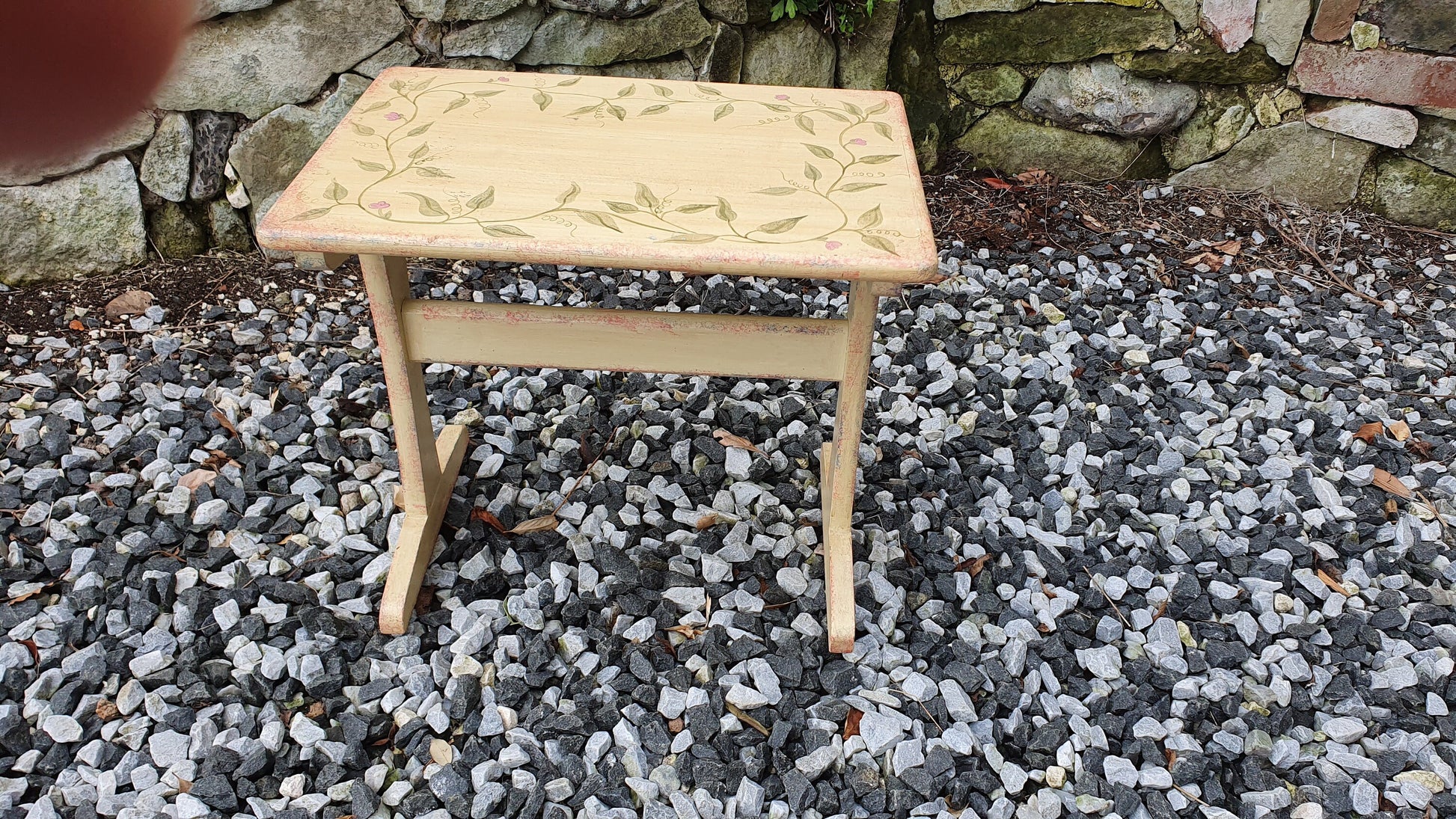 Vintage Retro Painted Table Coffee Side Occasional Bedside Bespoke Decoration Floral Flowers Hand Painted