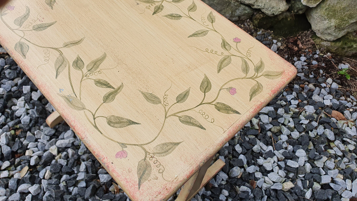 Vintage Retro Painted Table Coffee Side Occasional Bedside Bespoke Decoration Floral Flowers Hand Painted