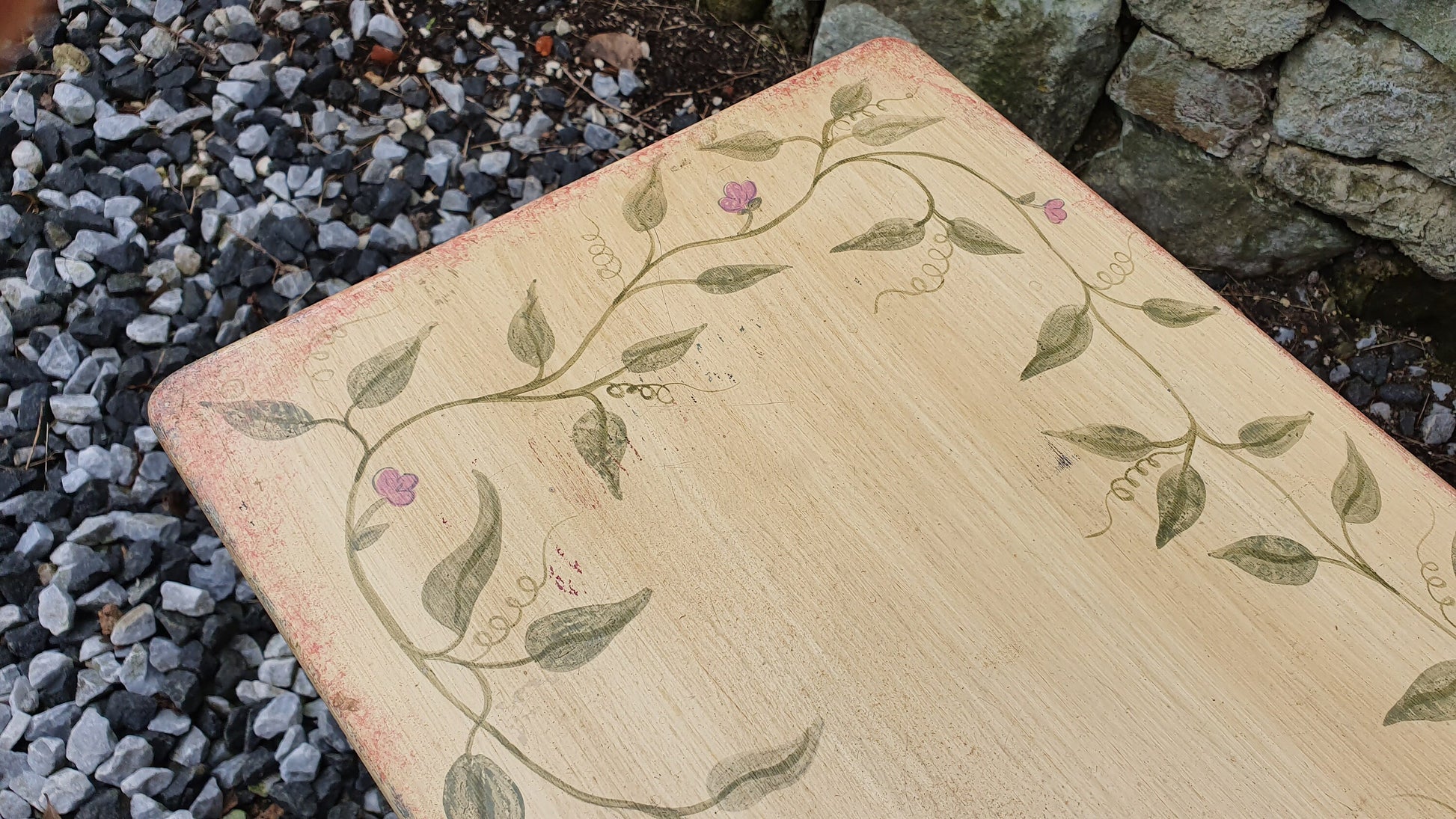 Vintage Retro Painted Table Coffee Side Occasional Bedside Bespoke Decoration Floral Flowers Hand Painted