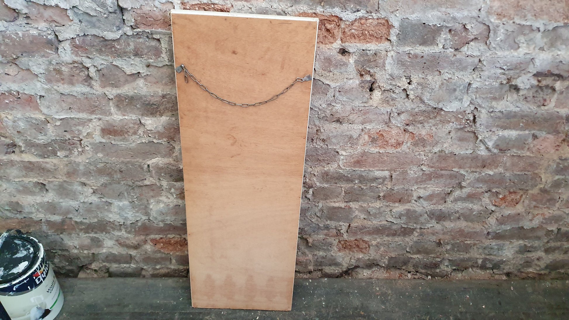 Original Vintage Kitsch Retro Long Cream and Gold 1970’s Mirror