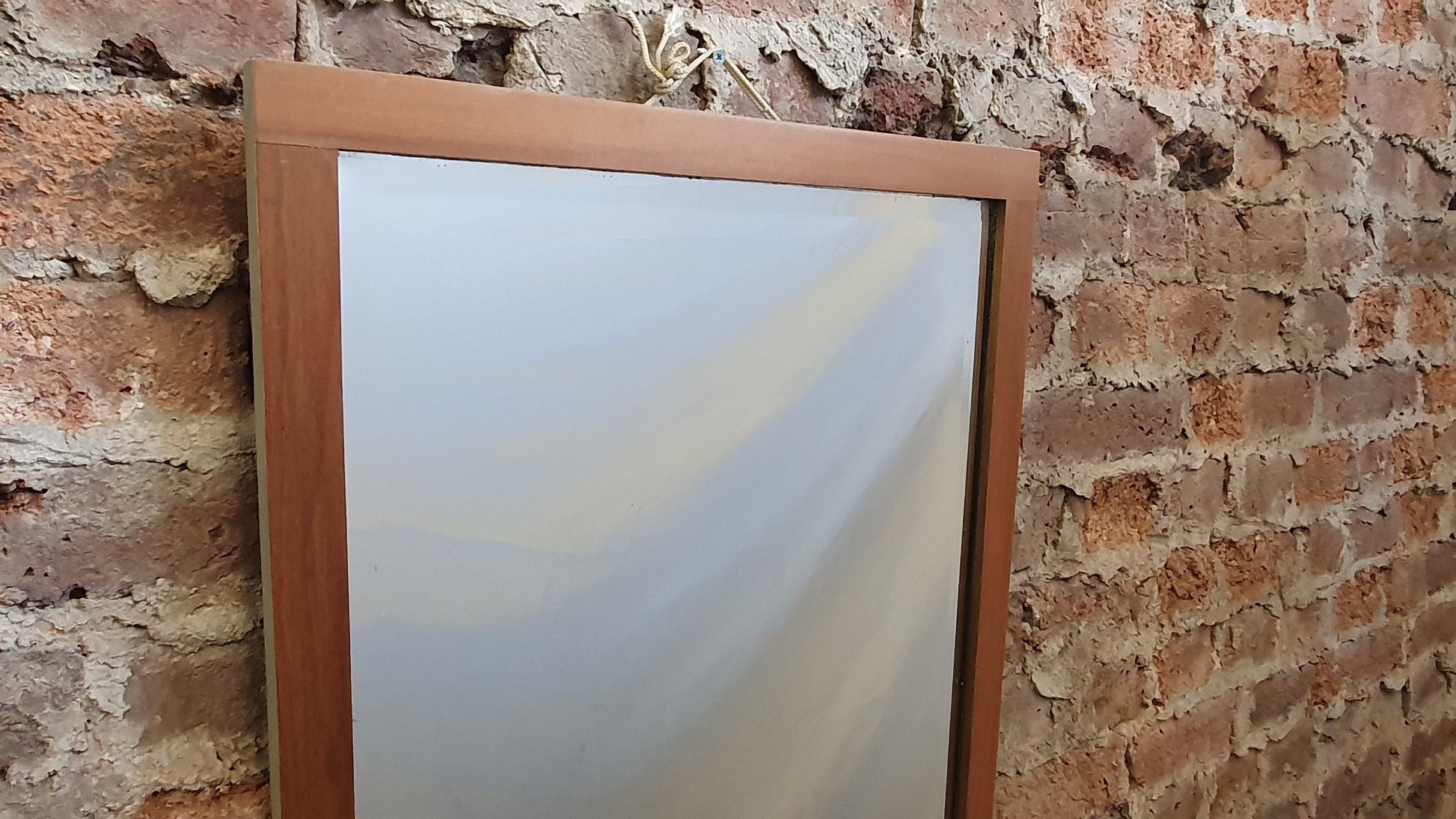 Large Bevelled Satin Wood Mirror Part Painted 1900’s Wall Décor Interior Home and Garden