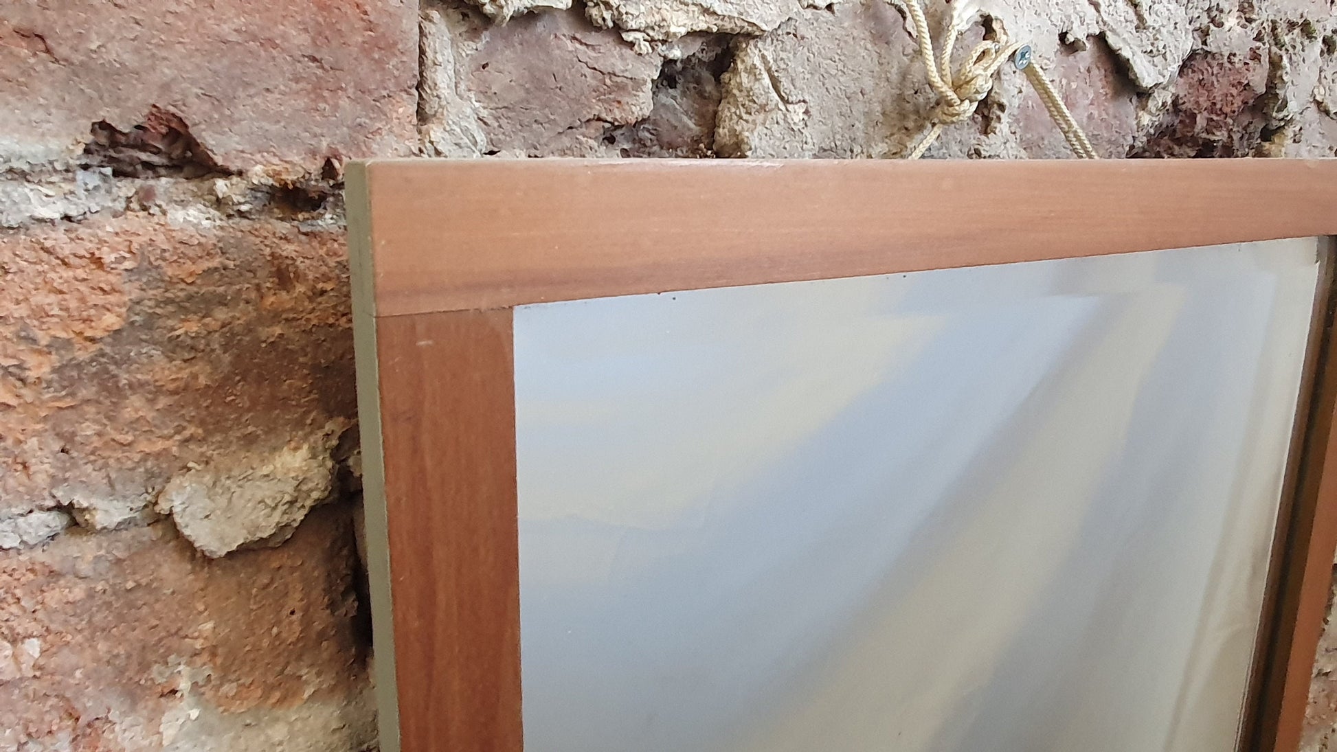 Large Bevelled Satin Wood Mirror Part Painted 1900’s Wall Décor Interior Home and Garden