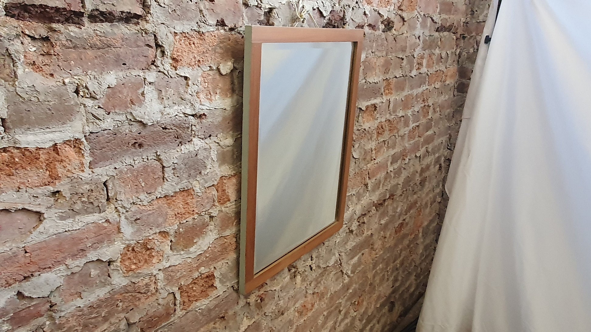 Large Bevelled Satin Wood Mirror Part Painted 1900’s Wall Décor Interior Home and Garden