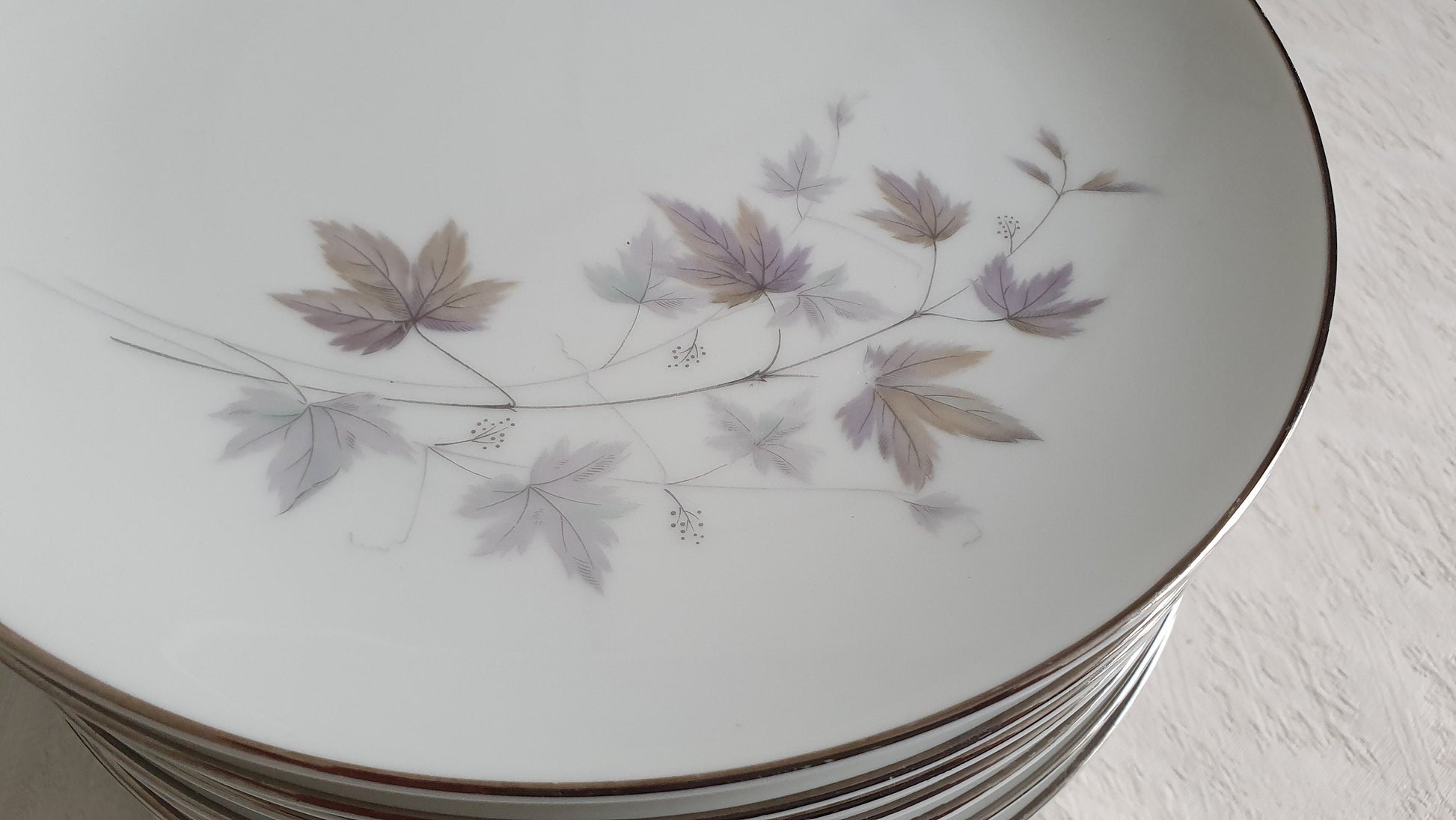 23 Quality Noritake Harwood Autumn Leaves Browns Lilac Hues Dinner Salad Plates
