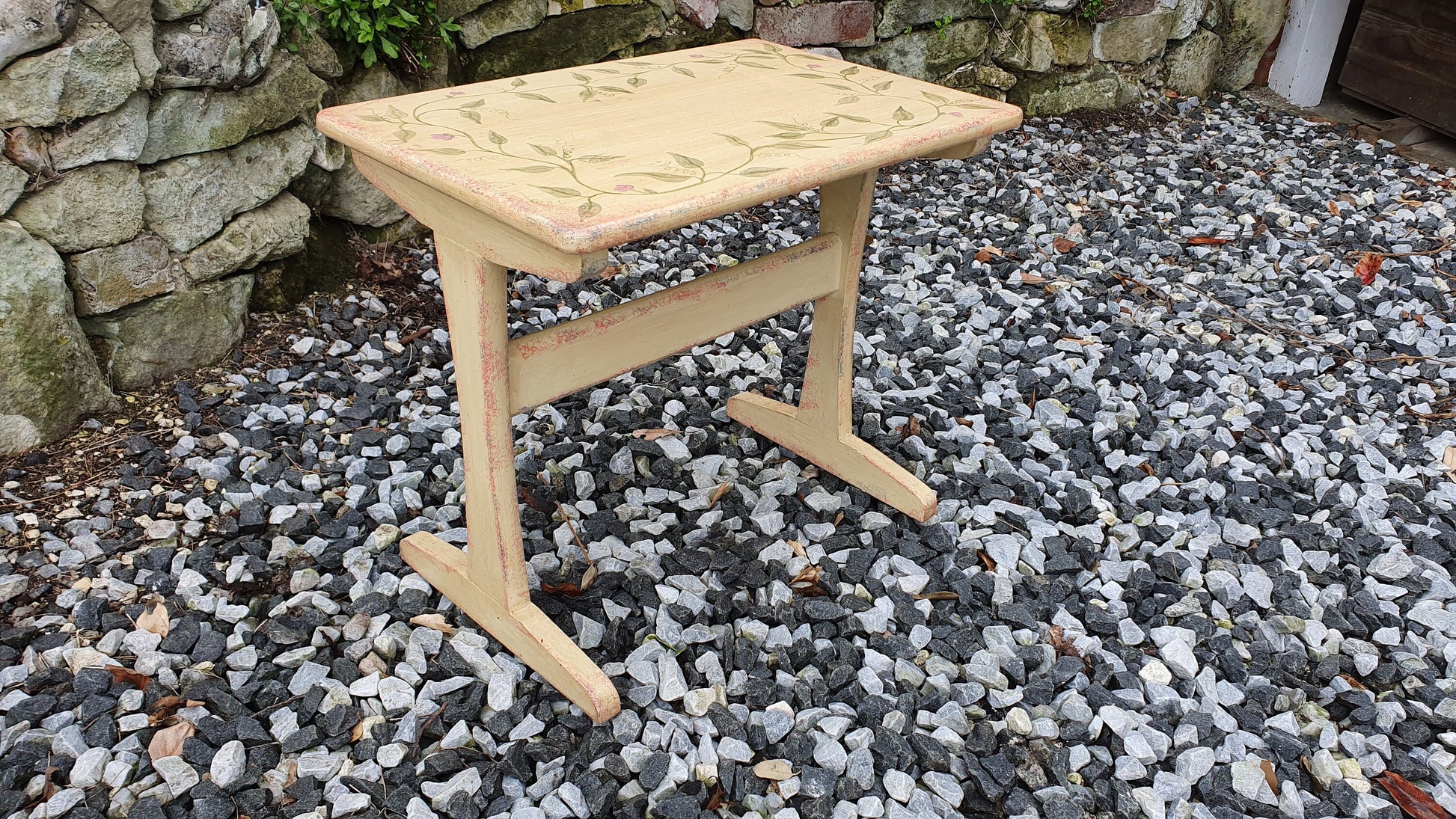 Vintage Retro Painted Table Coffee Side Occasional Bedside Bespoke Decoration Floral Flowers Hand Painted