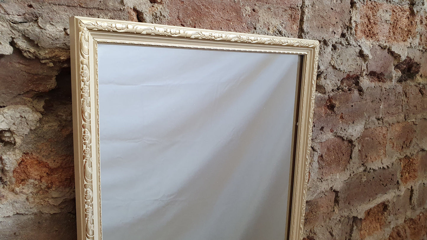 Original Vintage Kitsch Retro Long Cream and Gold 1970’s Mirror