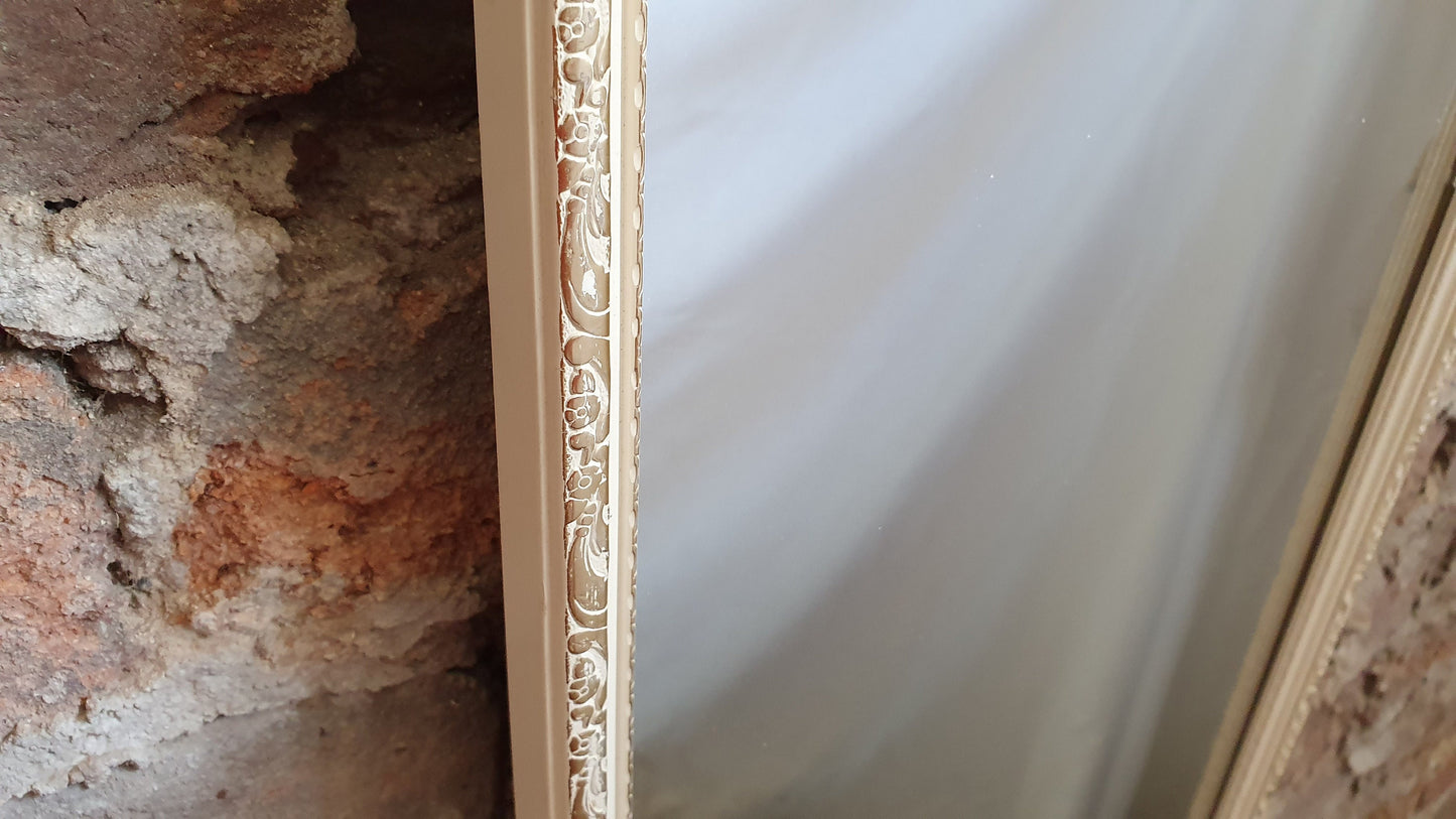 Original Vintage Kitsch Retro Long Cream and Gold 1970’s Mirror