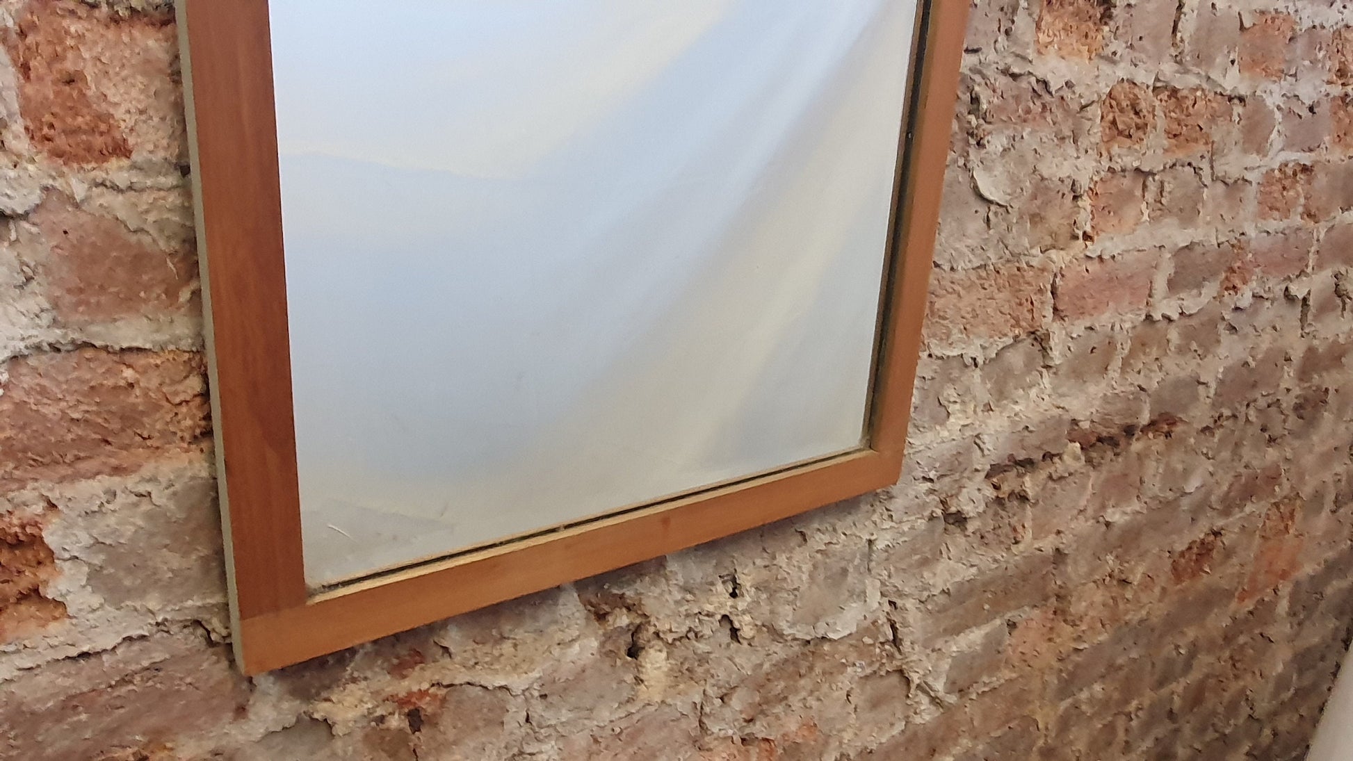 Large Bevelled Satin Wood Mirror Part Painted 1900’s Wall Décor Interior Home and Garden