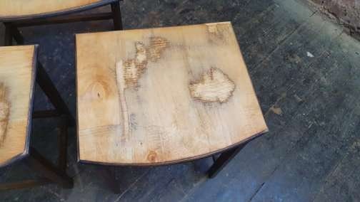Unique Upcycled Nest of Part Oak Occasional Side Coffee Tables.