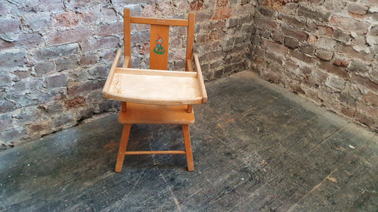 Vintage Retro Child’s Chair With Lift Over Eating Surface. Quirky Plant Stand.