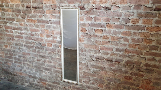 Classic Long Painted White and Gold Long White Mirror 123 x 31 cm